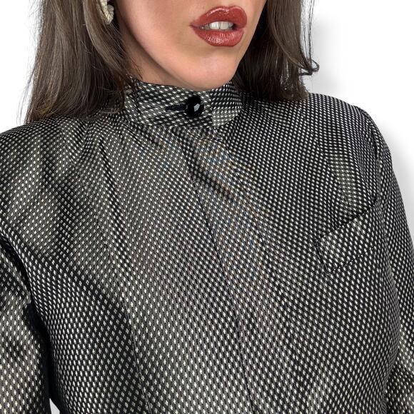 ❌Sold❌80's LIZ CLAIBORNE iridescent shimmering diamond pattern blazer jacket - Picture 14 of 16